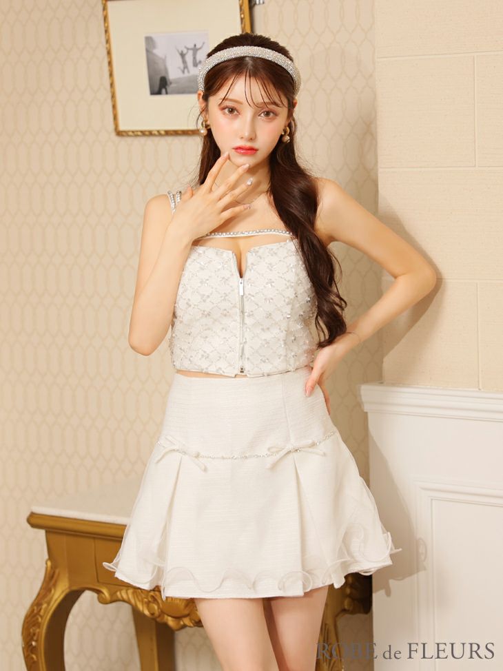 ROBE de FLEURS / ラメチュールドレス ROBEdeFLEURS/ローブドフルール】ガーリー ラメ ツイード リボン