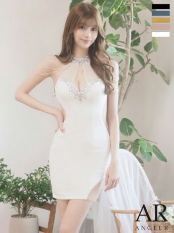 Angel R/エンジェルアール】ホルターネック ビジュー オープンバスト