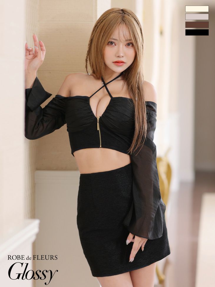 SALE【Glossy by ROBE de FLEURS/グロッシー】ホルターネック ジップ