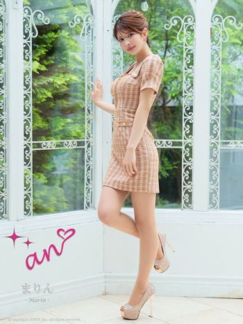 an/アン】チェック柄 チェーン ジップデザイン ツイード スクエア