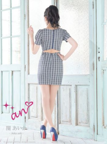 an/アン】チェック柄 チェーン ジップデザイン ツイード スクエア