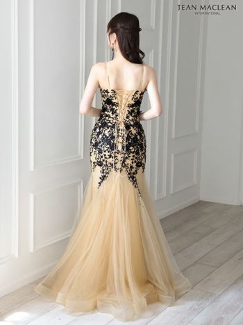 JEAN MACLEAN マーメイドドレス ベージュ・黒 JEAN MACLEAN/ジャンマクレーン】マーメイド/ フラワー刺繍