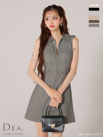 DEA.by ROBE de FLEURS/ディア】クラシカル ワンカラー 半袖 ウエスト
