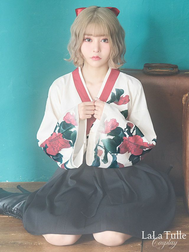 コスプレ】袴 ミニ丈 レトロ 個性的 大正ロマン 和装 衣装3点セット 