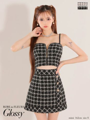 Glossy by ROBE de FLEURS/グロッシー】サテン セットアップ セクシー