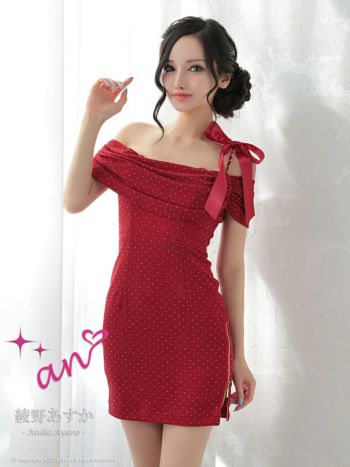 an/アン】リボン ジップデザイン くびれ透け シフォン オフショルダー