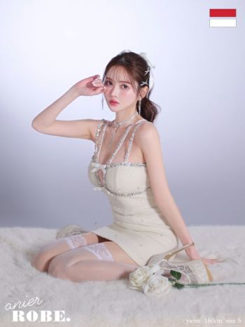 【サンタコスプレ】【anier.ROBE/アニエルローブ】リボン ビジュー ラメツイード オープンバスト キャミソール タイトスカート ガーリー サンタコスドレス (anier4045)