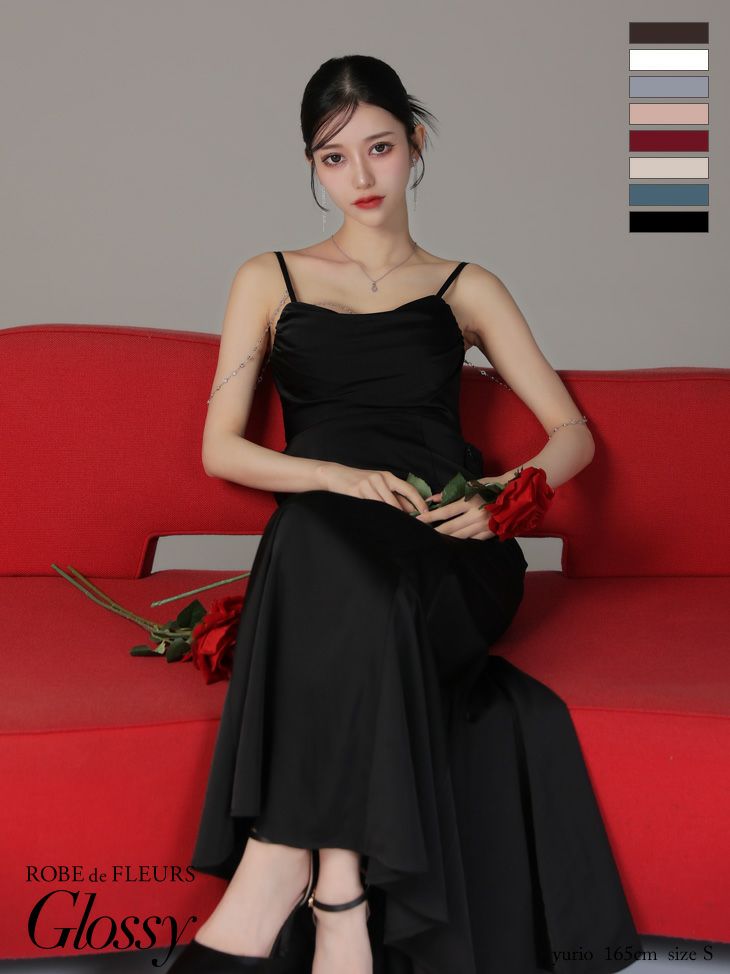 【超美品】ROBE de FLEURS Glossy ブラック　Sサイズ Robe de Fleurs Glossy ブラックドレス Sサイズ Robe de Fleurs