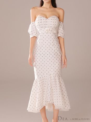 DEA by ROBE de FLEURS 総レースタイトドレス オフショルダー