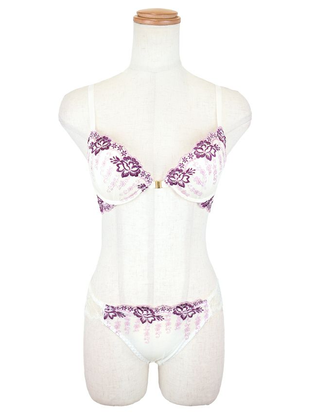 勝負下着 フラワー刺繍 シアーレース ブラジャー＆ショーツ 2点セット