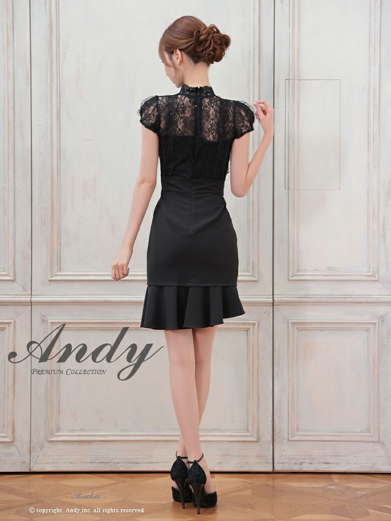 Andy/アンディ】アシンメトリー 裾フリル ベルト パールバックル