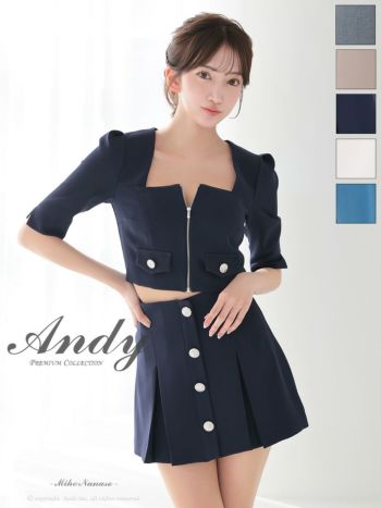 Andy セットアップドレス Andy/アンディ】セットアップ スクエアネック 袖あり ジップ