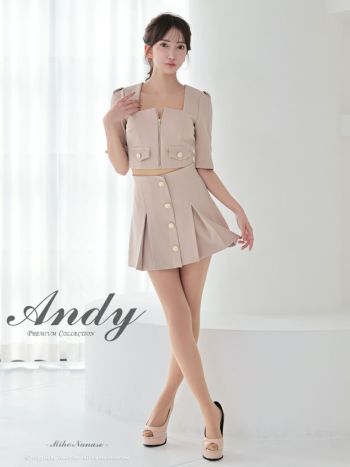 Andy/アンディ】セットアップ スクエアネック 袖あり ジップデザイン