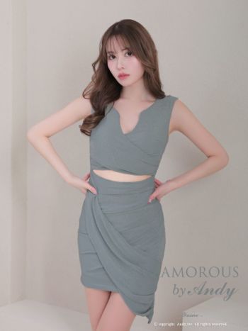 キャバドレス ミニドレス GLAMOROUS グラマラス ラメ ワンカラー アシンメトリー シンプル カットアウト タック ノースリーブ タイトミニドレス