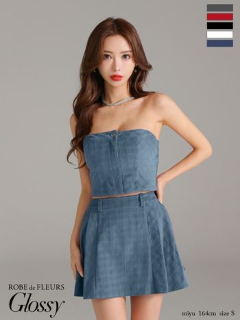 ROBE de FLEURS グロッシーチェック柄ドレス 予約商品【8月下旬入荷予定】【Glossy by ROBE de FLEURS