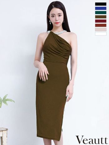 Veautt/ヴュート】ネックビジュー ドレープデザイン エレガント ワン