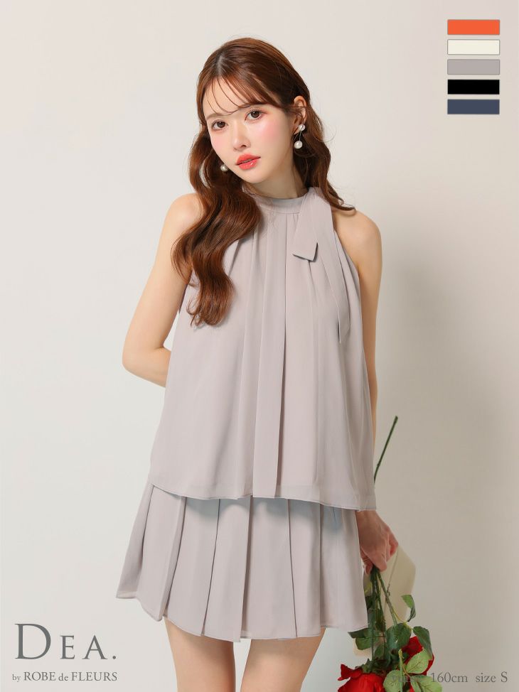 未使用新品】darial バックリボン サテンフレア ミニドレス