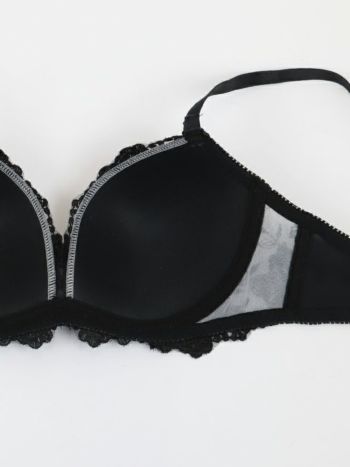 勝負下着 フラワー刺繍 シアーチュール ブラジャー＆ショーツ 2点セット