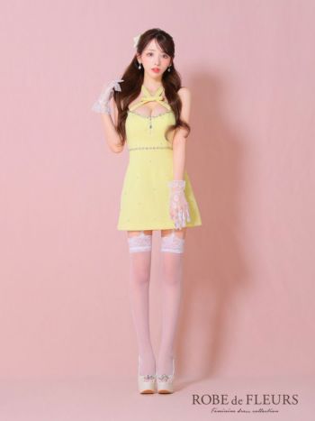 ROBEdeFLEURS/ローブドフルール】ガーリー オープンバスト ジップ