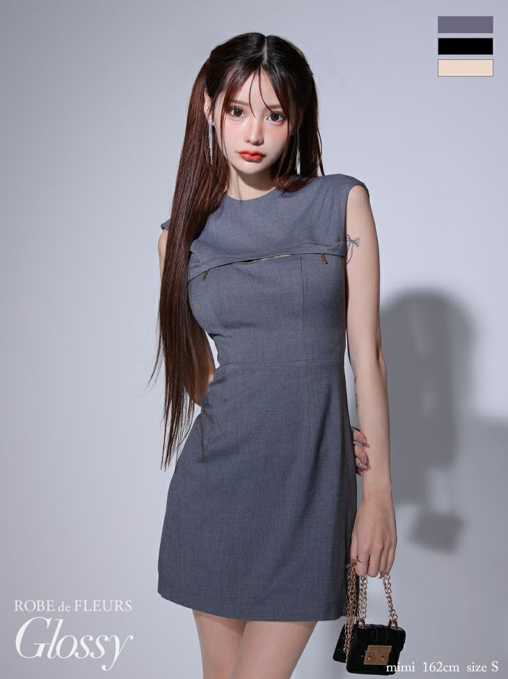Glossy by ROBE de FLEURS/グロッシー】セクシー ジップデザイン