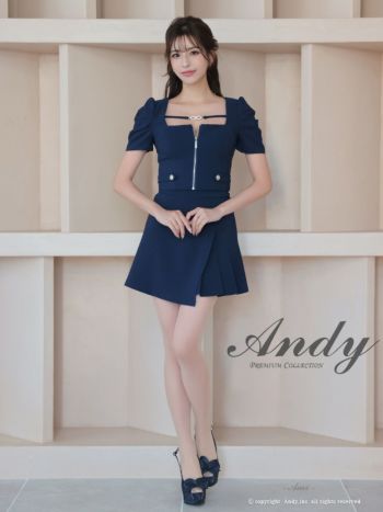 yui❣️AndyダークグレーセットアップL Andy/アンディ】ウエストマーク チャーム 半袖 ジップデザイン