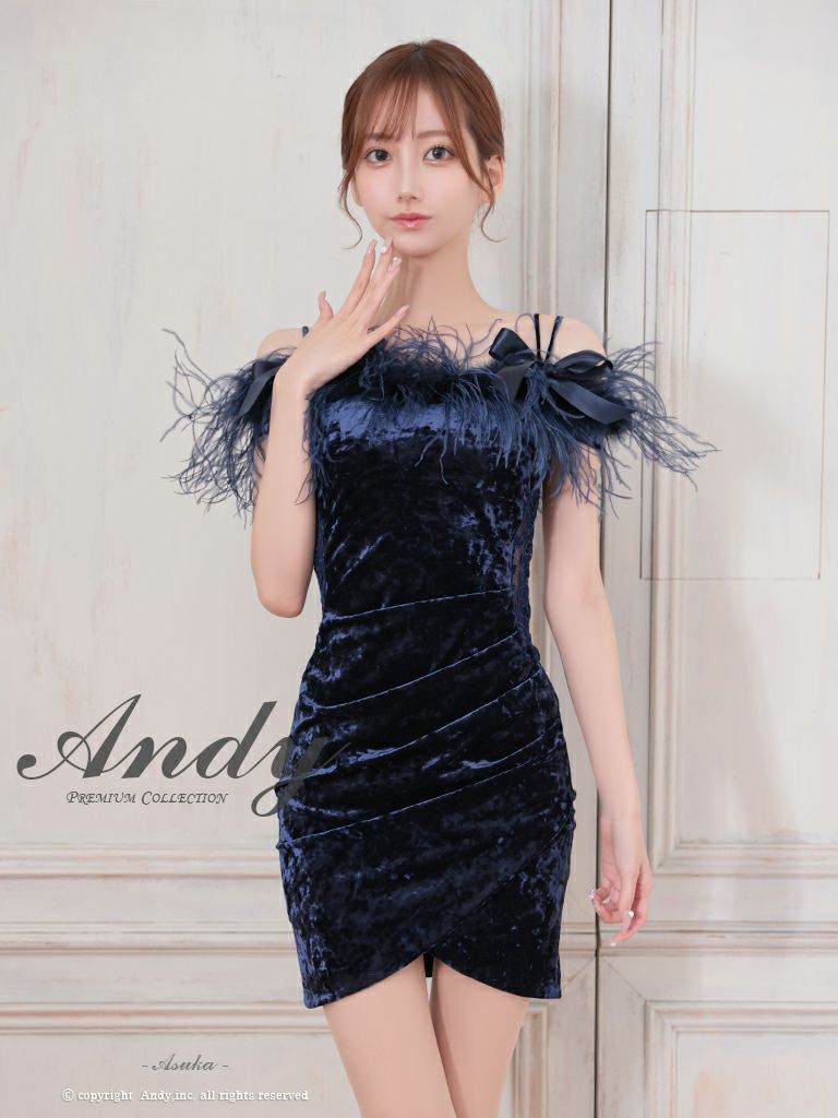 Andy/アンディ】ファー 肩あき リボン ベロア チューリップカット  