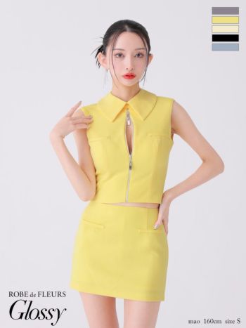 Glossy by ROBE de FLEURS/グロッシー】セクシー 襟付き ジップ