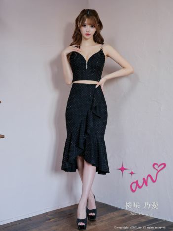 ずっと気になってた an/アン】セクシー チャーム ジップデザイン ドット柄 裾フリル 社交ダンス