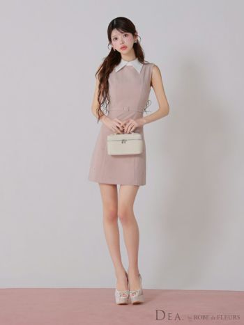 DEA.by ROBE de FLEURS/ディア】シンプル 襟付き ノースリーブ ベルト