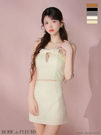 キャバドレス ROBEdeFLEURS ローブドフルール キャミソール ガーリー ストーン セットアップ バストリボン タイトミニドレス 