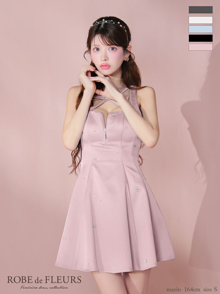 ROBEdeFLEURS/ローブドフルール】ジップデザイン ネックリボン 