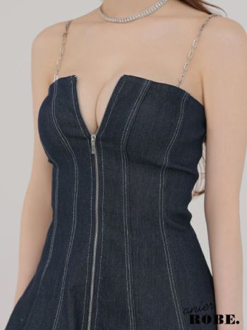 ANIER./アニエル】キャミソール デニム ジップデザイン セットアップ