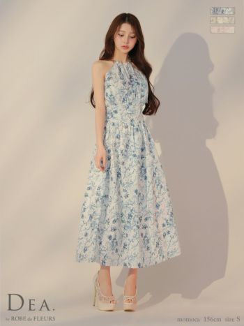 キャバドレス DEA.by ROBE de FLEURS ディア エレガント ホルターネック 花柄 Aラインロングドレス