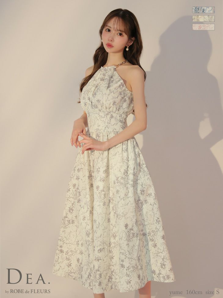 キャバドレス DEA.by ROBE de FLEURS ディア ホルターネック 花柄 エレガント Aラインロングドレス