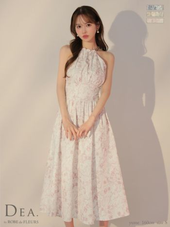 キャバドレス DEA.by ROBE de FLEURS ディア 花柄 エレガント ホルターネック Aラインロングドレス