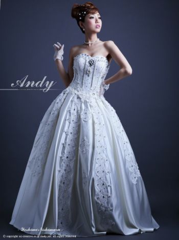 キャバドレス PREMIUM Andy ベアトップ コルセット レースアップ プリーツ ビジュー パール バースデー Aラインロングドレス