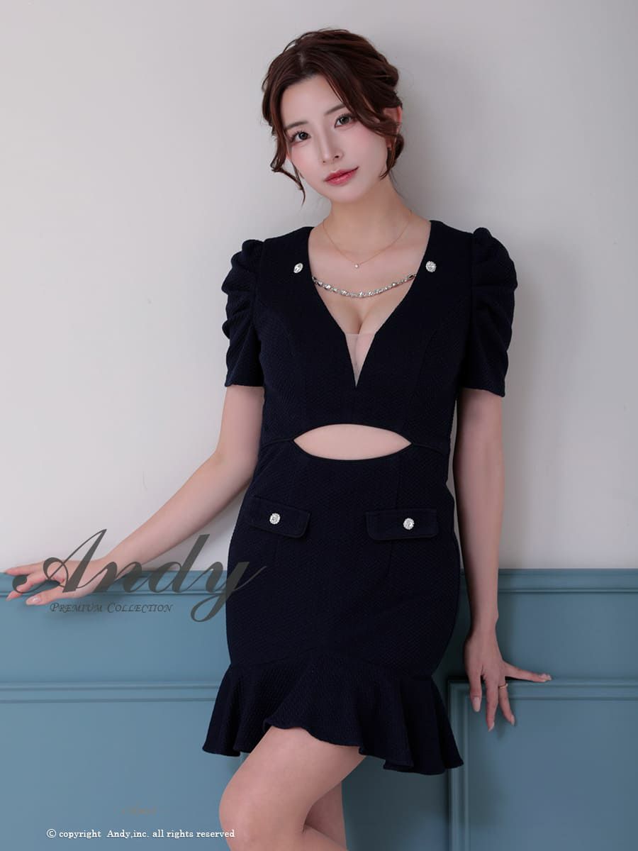 Andy/アンディ】半袖 ウエストカット シースルー チェーン  