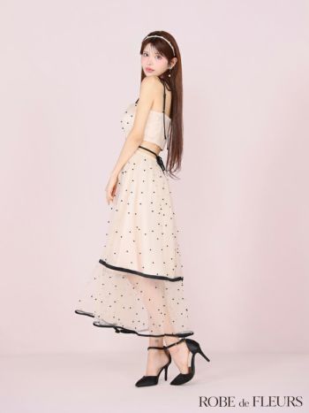 【ROBEdeFLEURS/ローブドフルール】Aラインドレス XSサイズあり】スパンコールxフラワーレースセットアップキャバ