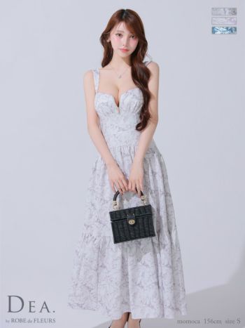 キャバドレス DEA. ROBE de FLEURS ディア ローブドフルール ジップデザイン ノースリーブ フェミニン 花柄 Aラインロングドレス