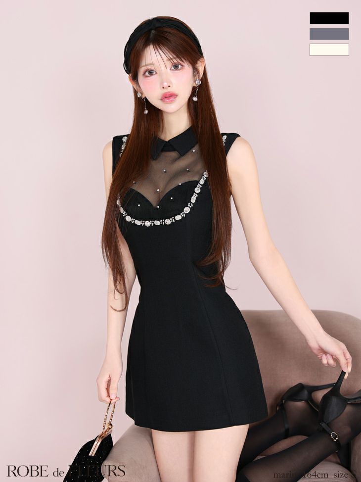 予約商品【4月中旬入荷予定】【ROBEdeFLEURS/ローブドフルール】襟付き  