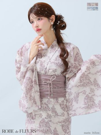 浴衣 ROBEdeFLEURS ローブドフルール フラワープリント ガーリー ビジュー 
