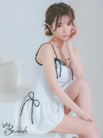 水着 バイカラーリボン 韓国風 ガーリー バルーンスカート ワンピース ビキニ