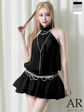 [Angel-R/エンジェルアール] ウエストビジューベアトップフレアミニドレス Angel-R/エンジェルアール] ウエストビジューベアトップフレアミニ