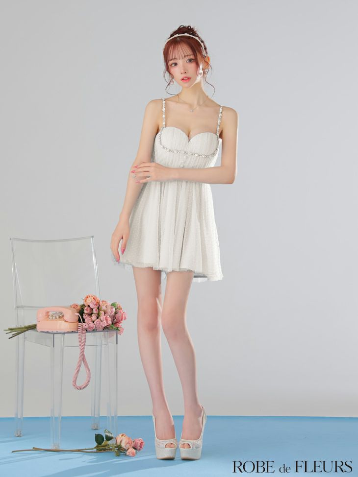 ROBEdeFLEURS/ローブドフルール】キャミソール ドット柄 チュール