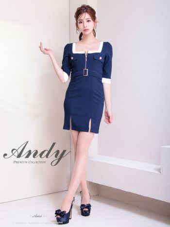 Andy/アンディ】バイカラー ジップデザイン スリット 袖あり
