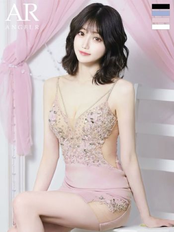 キャバドレス Angel R エンジェルアール セクシー オープンバスト キャミソール フロントビジュー レース くびれ透け タイトミニドレス