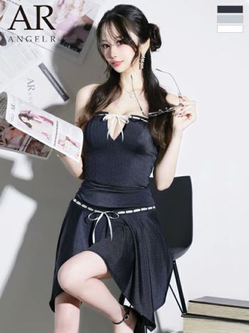 キャバドレス Angel R エンジェルアール キャミソール セットアップ バストリボン サテン アシンメトリー フレアミニドレ