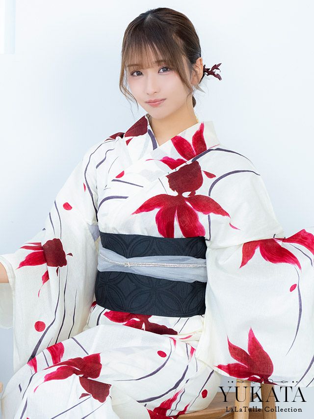 浴衣 クリーム地 流水紋 金魚柄 古典 レトロ ゆかた3点SET