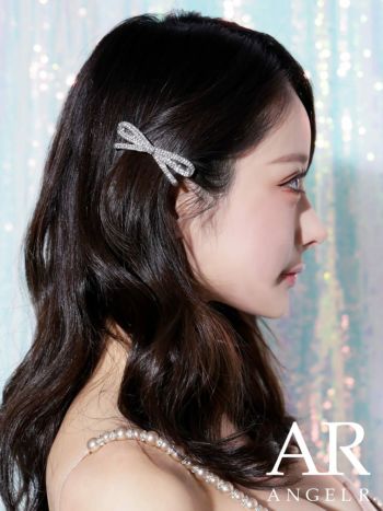 ヘアアクセサリー Angel R エンジェルアール パール ビジュー リボンデザイン フェミニン バレッタ