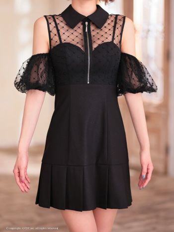 ADORE ブラックノースリーブドレス セール】 《BLACK LABEL》トリアセWクロスノースリーブ